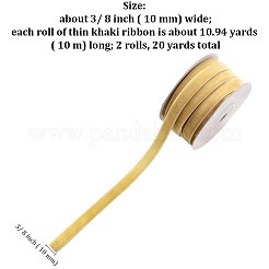 シングルフェイスベルベットリボン  ちょう結び用のリボン  花  ギフトデコレーション  カーキ  3/8インチ（10mm）  約10.94ヤード（10m）/ロール&nbsp;PW-WGEB54B-02