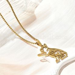 201ステンレススチール製犬のアウトラインペンダントネックレス  18KGP本金メッキ  22.91インチ（58.2cm）&nbsp;NJEW-P327-06G