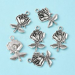合金のチベット風チャーム  鉛フリー及びカドミウムフリー  花  母の日のピアスを作る  アンティークシルバー  25.5x17.5x3mm  穴：1.5mm&nbsp;X-TIBEP-EA155YKG-AS-LF