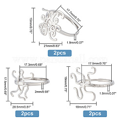 6Pcs 3 Style Adjustable Brass Ring Components&nbsp;FIND-PH0010-35