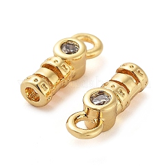 真鍮製コードエンドパーツ  クリアキュービックジルコニア付きエンドキャップ  コラム  18KGP本金メッキ  10x3.5x3mm  穴：1.5mm  内径：1.5mm&nbsp;KK-G479-04A-G