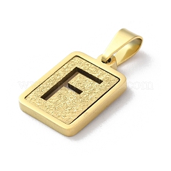 304ステンレススチールアルファベットペンダント  18KGP本金メッキ  長方形のチャーム  文字F  17.5x12x2mm  穴：7.5x3.5mm&nbsp;STAS-S152-01G-F