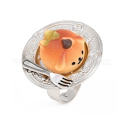 Afternoon Tea Resin & Plastic Adjustable Finger Rings for Women&nbsp;RJEW-K317-01D
