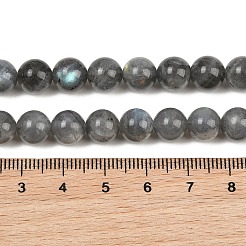 天然石ラブラドライトビーズ連売り  ラウンド  8mm  穴：1mm  約54個/連  15.7インチ（40cm）&nbsp;G-P336-19-8mm-01