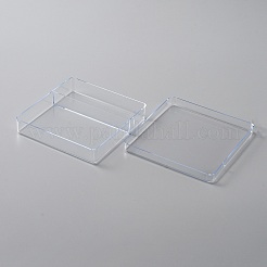 ポリスチレンプラスチック収納ボックス  フェイスクリーム化粧品サンプルジャー用  長方形  2のコンパートメント  透明  9.8x9.5x1.8cm&nbsp;MRMJ-WH0086-09A