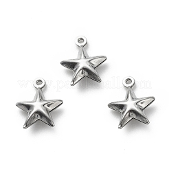 変色しない304ステンレススチールペンダント  スターのチャーム  ステンレス鋼色  14.3x11.8x4.6mm  穴：1mm&nbsp;STAS-D243-08