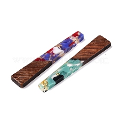 エポキシ樹脂とクルミ材のペンダント  金箔  台形  ミックスカラー  45x8x3.5mm  穴：2mm&nbsp;RESI-N039-117
