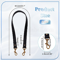 Puレザーバッグハンドル  スイベルアイボルトスナップフック付き  ブラック  60.2x1.8x0.4cm&nbsp;FIND-WH0137-66B