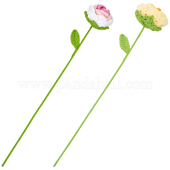 2Pcs 2 Colors Woolen Yarn Artificial Rose Flower&nbsp;AJEW-GF0013-55B