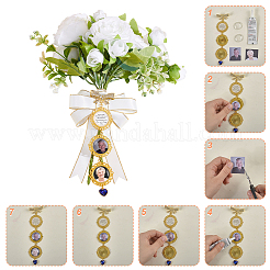 2個 2色合金ラインストーンブローチベースセッティング  アクリルブローチベースセッティングとガラスカボション付き  フラットラウンドのちょう結び  ミックスカラー  175x40.5x12.5mm&nbsp;FIND-GA0008-59