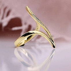 Brass Micro Pave Clear Cubic Zirconia Finger Rings&nbsp;FS-WG577CE-01