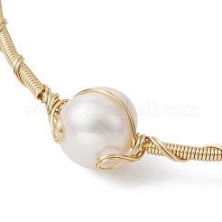 Grade A Natural Pearl Beaded Cuff Bangle&nbsp;BJEW-JB09593
