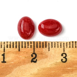 天然石ホワイトジェイドカボション  オーバル  染め  レッド  8~8.5x6~6.5x2.5~3.5mm&nbsp;G-A094-01B-16