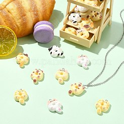 30個6色不透明樹脂ペンダント  猫の形をしたドーナツ  プラチナ鉄ループ付き  ミックスカラー  30x21x8.5mm  穴：2mm  5個/カラー&nbsp;RESI-CJ0004-93