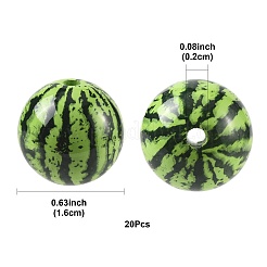 20個の不透明なアクリルビーズ  スイカ  グリーン  16mm  穴：2mm&nbsp;MACR-FS0002-28B