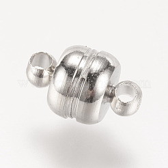 ループ付き真鍮製マグネットクラスプ  オーバル  カドミウムフリー＆ニッケルフリー＆鉛フリー  プラチナ  12x7mm  穴：1.5mm&nbsp;KK-H361-N-NR