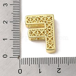 真鍮ビーズ  カドミウムフリー＆鉛フリー  クリアキュービックジルコニア  文字F  20.5x15.5x5.5mm  穴：4.5x2.5mm&nbsp;KK-D098-04F-G