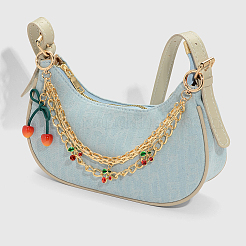 1Pc Zinc Alloy with Resin and PU Leather Dark Red Cherry Purse Decorative Chains&nbsp;AJEW-SC0002-99B
