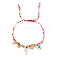 Adjustable Brass Link & Charm Cord Bracelets&nbsp;CW8626