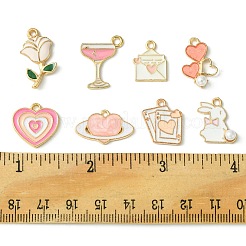 16Pcs 8 Styles Valentine's Day Alloy Enamel Pendants&nbsp;ENAM-FS0001-64