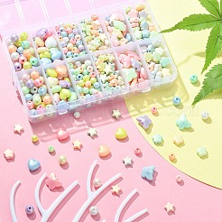 スプレー塗装のつや消し不透明アクリルビーズセット  混合図形  ミックスカラー  6~12x6~14x4~7mm  穴：1.5~2mm  約120個/18g  18グラム&nbsp;ACRP-YW0001-10