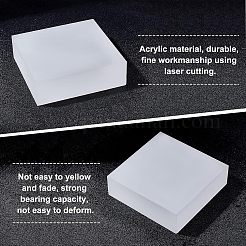 つや消しアクリルベース  正方形  ディスプレイ装飾用  レーザーカットクラフト用品  ホワイト  80x80x24mm&nbsp;AJEW-WH0176-92B