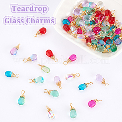 64Pcs 8 Color Copper Wired Glass Pendants&nbsp;PALLOY-AB00258