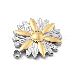 304ステンレスペンダント  花のチャーム  PVD真空メッキ  本金メッキ&ステンレススチールカラー  25.5x22x3mm  穴：2.6mm&nbsp;STAS-R155-045GP-01