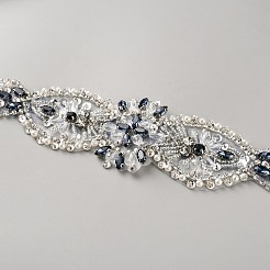 Flower Full Crystal & Montana Rhinestone Handmade Bridal Belts for Wedding Dresses&nbsp;AJEW-WH20006-233A-03