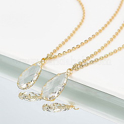 10Pcs Brass Glass Pendants&nbsp;KK-BC0001-93