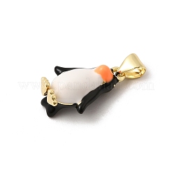 真鍮製エナメルペンダント  ペンギンチャーム  長持ちメッキ  ラックめっき  鉛フリー＆カドミウムフリー  18KGP本金メッキ  18.5x12.5x8.5mm  穴：3.5x5mm&nbsp;KK-H267-107G