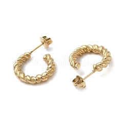 304ステンレススチールツイストスタッドピアス  女性用ハーフフープピアス  18KGP本金メッキ  19x3.5mm&nbsp;EJEW-Q781-16G