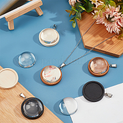 DIY Blank Dome Flat Round Pendant Necklace Making Kit&nbsp;DIY-NB0007-89