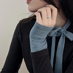 女性用スターリングシルバーオープンカフリング925個  楕円形のチェーン形状  銀  usサイズ5 3/4(16.3mm)  4.5mm&nbsp;RJEW-M164-01