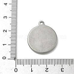 304ステンレスペンダント  月と星のフラットラウンド  ステンレス鋼色  23x20x2mm  穴：1.7mm&nbsp;STAS-P422-12P