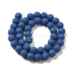 天然溶岩岩ビーズ連売り  染め  ラウンド  藤紫色  8mm  穴：約2mm  約52個/連  15.5インチ&nbsp;G-L435-03-8mm-21