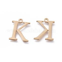 304ステンレススチールチャーム  ギリシャ語のアルファベット  ゴールドカラー  文字.k  13.8x11.2x1mm  穴：1.2mm&nbsp;STAS-L263-09G