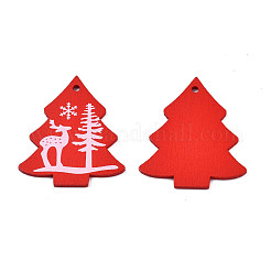 Christmas Theme Spray Painted Wood Pendants&nbsp;WOOD-N005-53B