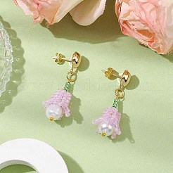 Handmade Glass Seed Beads Flower Stud Earrings&nbsp;EJEW-MZ00277-04