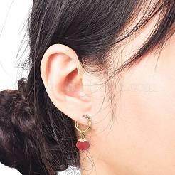 ジェムストーン ポリゴン ダングル イヤリング  女性用ゴールデン 304 ステンレススチール ジュエリー  25mm  ピン：0.9mm&nbsp;EJEW-JE05106