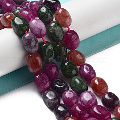 天然の天然翡翠ビーズ連売りを染めた  オーバル  赤ミディアム紫  8.5~11x7~8.5x7~8.5mm  穴：1mm  約18個/連  7.28~7.48インチ（18.5~19cm）&nbsp;G-P528-I04-01