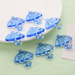 透明なアクリルパーツ  ちょう結びの傘  ブルー  42.5x38x7.5mm  穴：3x3.5mm  約109個/500g&nbsp;TACR-T024-01B-940