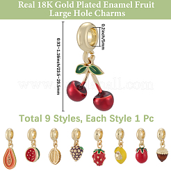 9Pcs 9 Styles Brass Enamel Fruit European Dangle Charms&nbsp;OPDL-BBC0001-04G