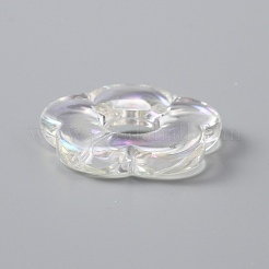 透明なアクリルビーズフレーム  ABカラーメッキ  花  透明  26x27x5mm  穴：1.6mm  内径：8.5mm&nbsp;TACR-WH0018-02