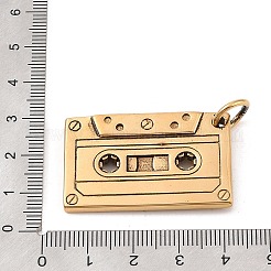 304ステンレスペンダント  オーディオテープチャーム  アンティーク本物の18Kゴールドメッキ  23x37.5x3mm  穴：7mm&nbsp;LS-STAS-S122-06AG