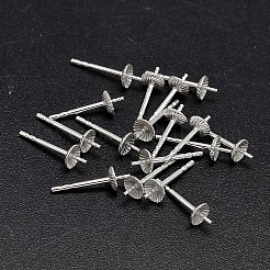 925スターリングシルバーカップイヤースタッドパーツ  ピアスポスト  銀  13x4mm  ピン：1mm  約86個/20g&nbsp;STER-F015-03
