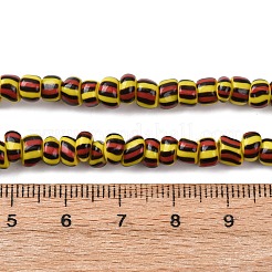 手作りランプワークビーズ連売り  3トーン  コラム  きいろ  4~5.5x2~4mm  穴：0.8mm  約128~130個/連  14.96~15.75インチ（38~40cm）&nbsp;BLOW-K001-01B-04