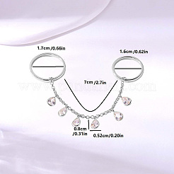 女性用真鍮パヴェキュービックジルコニア指輪  ティアドロップ  銀  涙：8x5.2 mm  指輪1：内径16mm  指輪2：内径17mm&nbsp;JM9814-1