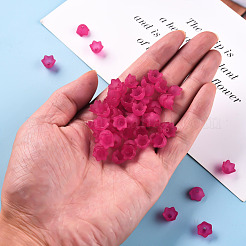 透明アクリルビーズキャップ  チューリップの花  スズラン  艶消し  濃いピンク  10x6mm  穴：1.5mm  約2100個/500g&nbsp;PL543-12