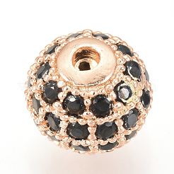 Brass Micro Pave Cubic Zirconia Beads&nbsp;ZIRC-Q013-10mm-143RG